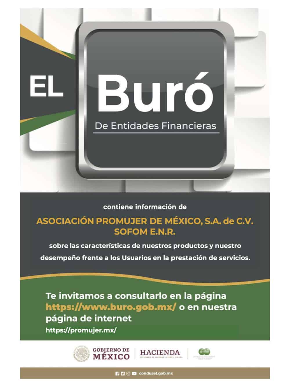 Aviso informativo del Buró de Entidades Financieras sobre Asociación Promujer de México